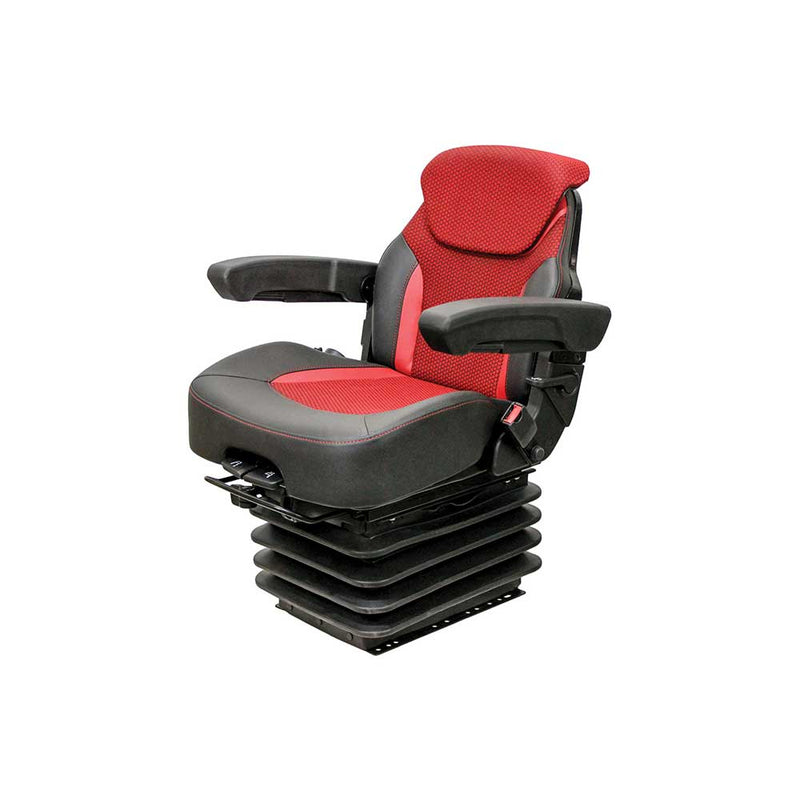 Uni Pro 1007 Air Suspension Seat – 12 V Compressor, Red/Black Fabric – 8565