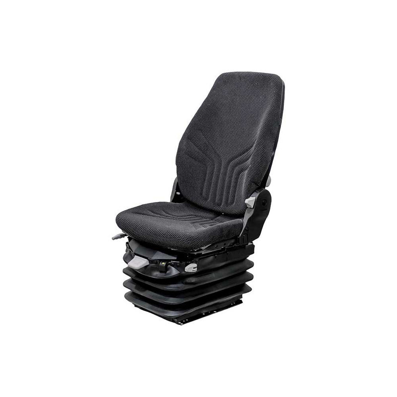 Uni Pro 722 Air Suspension Seat Kit, 12-V Compressor, 4.33″ Stroke, Black/Gray Fabric, Swivel Base – 8763