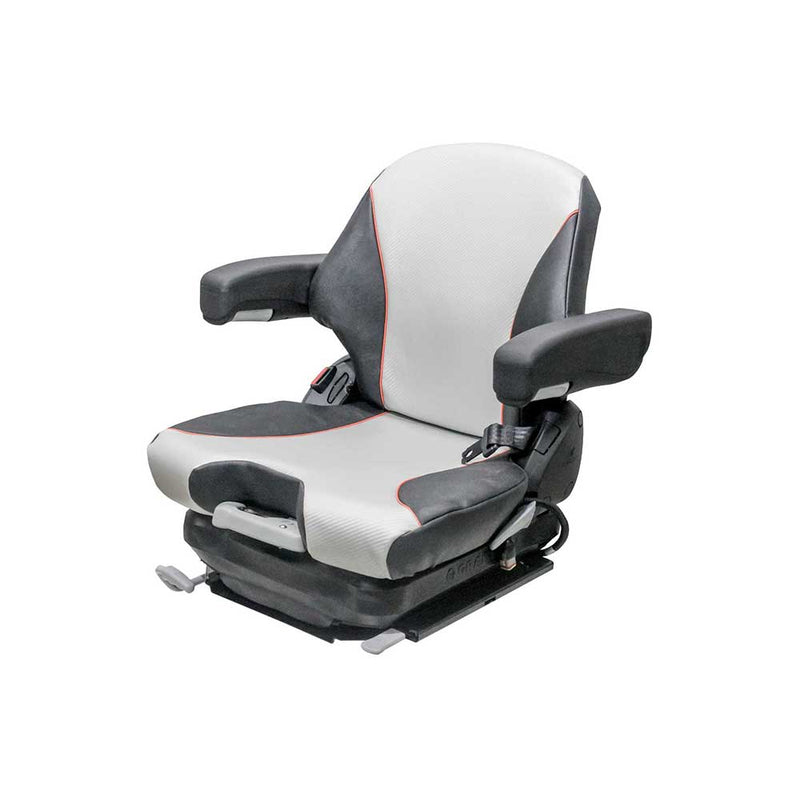 Uni Pro 138 Mechanical Suspension Seat,  Black/Silver Vinyl w/ Orange Piping – 8797