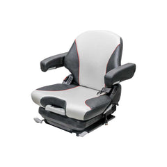 Uni Pro 138 Mechanical Suspension Seat 12V – Black/Silver Vinyl w/ Red Piping – 8798