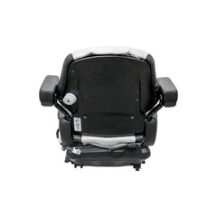 Uni Pro 138 Mechanical Suspension Seat 12V – Black/Silver Vinyl w/ Red Piping – 8798