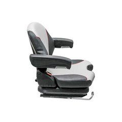 Uni Pro 138 Mechanical Suspension Seat 12V – Black/Silver Vinyl w/ Red Piping – 8798