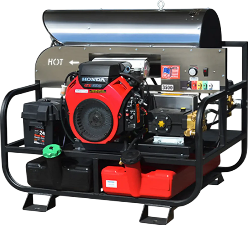 Pressure-Pro Hot Water Pressure Washer Skid 3500 PSI 5.5 GPM Honda GX630 Belt Drive Generator - 6012PRO-20G