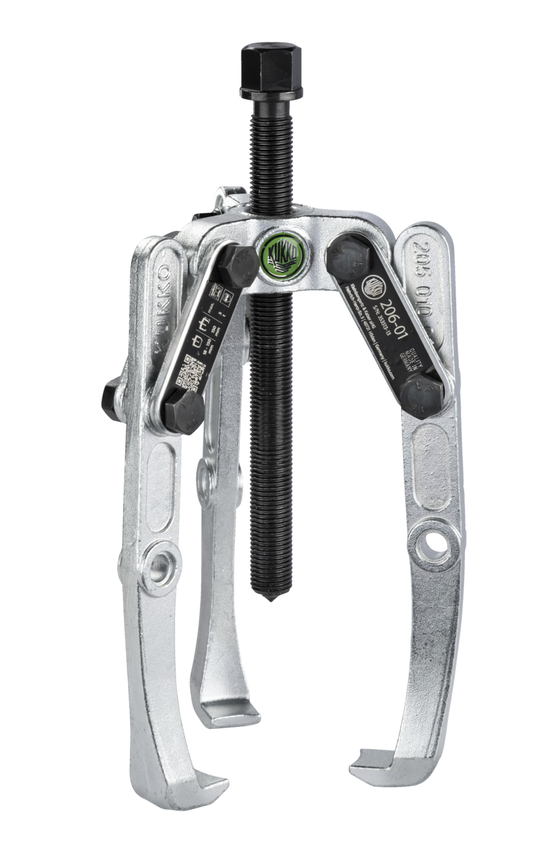 Kukko Universal 3‑Jaw Puller with Adjustable Jaws (0–100 mm Spread, 140 mm Reach) – 206‑01