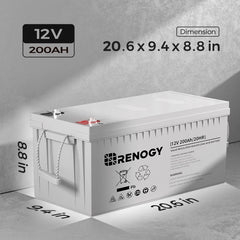 Renogy Deep Cycle AGM Battery 12V 200Ah – 2 Pack – RNG-BATT-AGM12-200x2-US