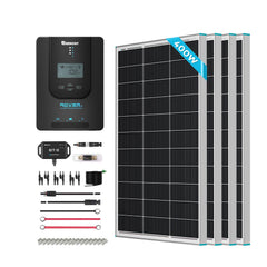 Renogy 400 W 12 V Solar Premium Kit, 4×100 W Panels, 40 A MPPT Controller, Bluetooth Monitoring – RNG-KIT-PREMIUM400D-RVR40