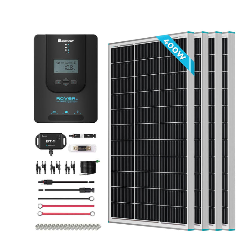 Renogy 400 W 12 V Solar Premium Kit, 4×100 W Panels, 40 A MPPT Controller, Bluetooth Monitoring – RNG-KIT-PREMIUM400D-RVR40