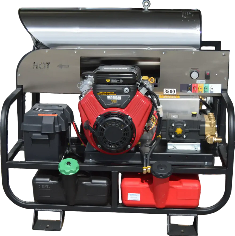 Pressure-Pro Hot Water Pressure Washer Skid 3500 PSI 5.5 GPM Vanguard Belt Drive Generator - 6012PRO-20G-V