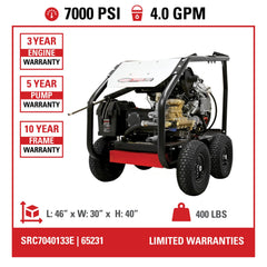 Simpson SuperPro Roll-Cage 7000 PSI Gas Pressure Washer - CRX750 Engine SRC7040133E
