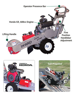 Dosko Self-Propelled Stump Grinder – Honda GX630, Electric Start, Greenteeth - 691SP-20HE