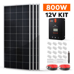 Rich Solar 800W 12V Solar Kit with 4×200W Panels and 60A MPPT Controller - RS-K8004