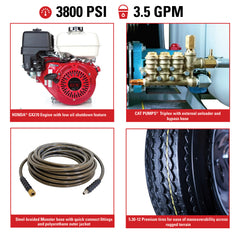 Simpson Mobile Trailer Series 3800 PSI Gas Pressure Washer Trailer - Honda GX270 Engine TRSB3835262