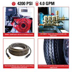 Simpson Mobile Trailer Series 4200 PSI Gas Pressure Washer Trailer - Honda GX390 Engine TRSB4240262