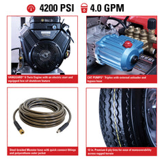 Simpson Mobile Trailer Series 4200 PSI Gas Pressure Washer Trailer - Vanguard V-Twin Engine TRSB4240362E