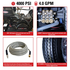 Simpson Mobile Trailer Series 4000 PSI Hot Water Gas Pressure Washer Trailer - CRX420 Engine TRSC4040132E - 95016