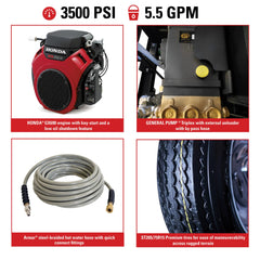Simpson Mobile Trailer Series 3500 PSI Hot Water Gas Pressure Washer Trailer - Honda GX690 Engine TRS23555251E