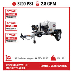 Simpson Mobile Trailer Series 3200 PSI Pressure Washer Trailer - CRX225 Engine TRSA3228162