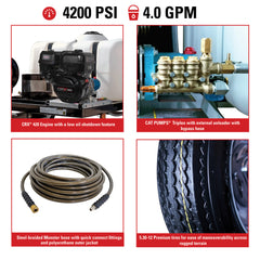 Simpson Mobile Trailer Series 4200 PSI Gas Pressure Washer Trailer - CRX420 Engine TRSB4240162