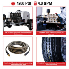 Simpson Mobile Trailer Series 4200 PSI Gas Pressure Washer Trailer - CRX420 Engine TRSB4240162E