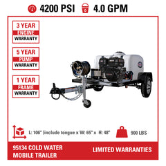 Simpson Mobile Trailer Series 4200 PSI Gas Pressure Washer Trailer - CRX420 Engine TRSB4240162E