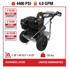Simpson PowerShot Aluminum 4400 PSI Gas Pressure Washer - CRX420 Engine ALH4440