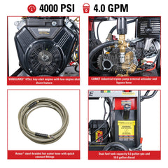 Simpson Big Brute 4000 PSI Gas Hot Water Pressure Washer - Vanguard V-Twin Engine BB4040313E