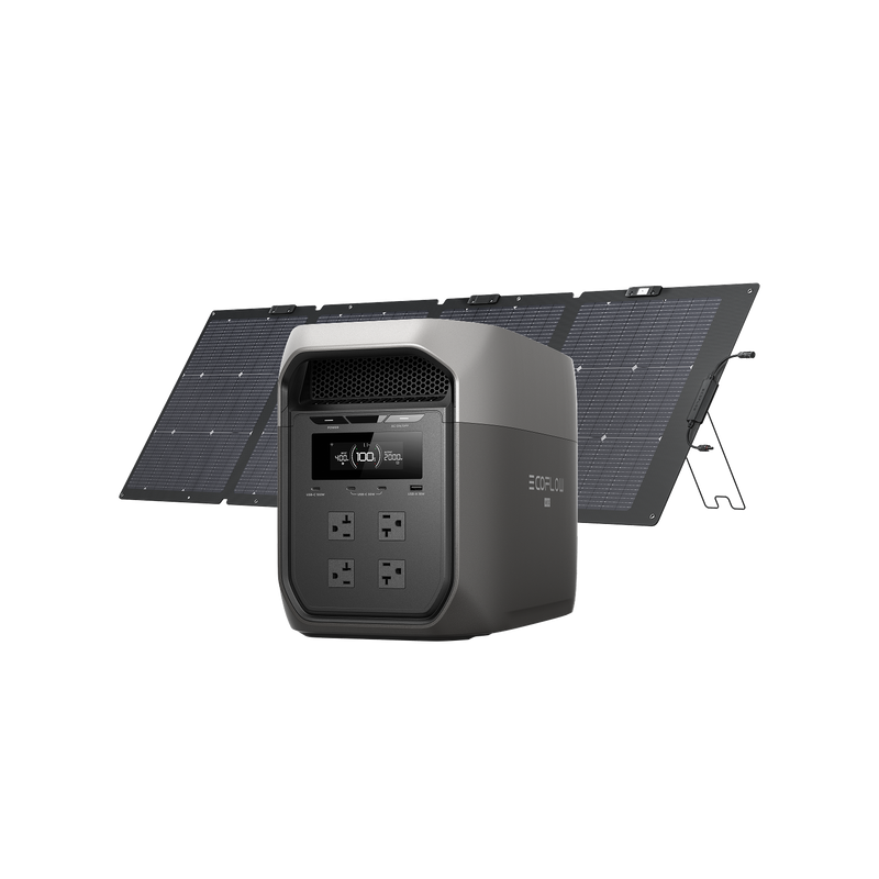 EcoFlow DELTA 3 Max Portable Power Station with 220W Solar Panel (Gray) – D3M-220W-G