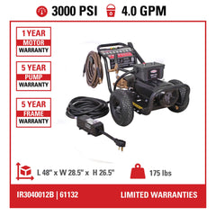Simpson Rental Series 3000 PSI Electric Pressure Washer 3040012B