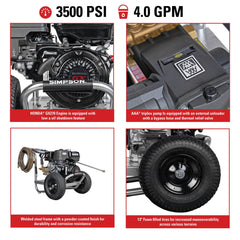 Simpson Industrial Series 3500 PSI Gas Pressure Washer - Honda GX270 Engine IS3540212