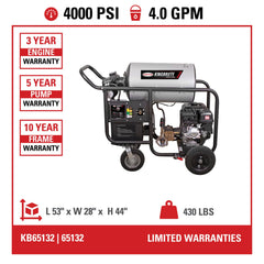 Simpson King Brute 4000 PSI Hot Water Gas Pressure Washer - CRX420 Engine KB4040112E