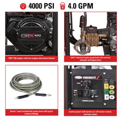 Simpson King Brute 4000 PSI Hot Water Gas Pressure Washer - CRX420 Engine KB4040112E