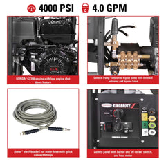 Simpson King Brute 4000 PSI Hot Water Pressure Washer - Honda GX390 Engine KB4040252E