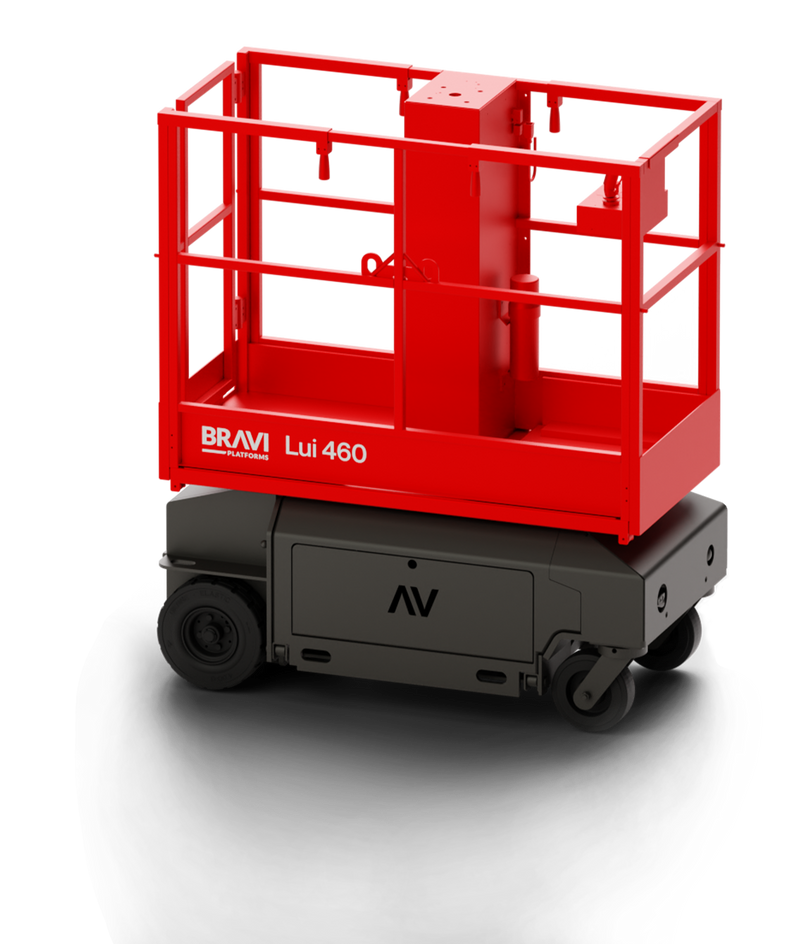 Bravi Platforms Lui 460 Vertical Mast Lift – 21.6 ft Working Height, Compact Push-Around, 245Ah Battery