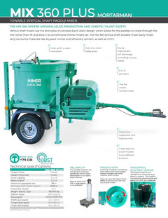 IMER MIX 360 Mortarman Towable Vertical Shaft Mortar Mixer – 13 HP Honda GXV390 – 1194661