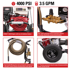 Simpson Powershot 4000 PSI Gas Pressure Washer - Honda GX270 Engine PS60869