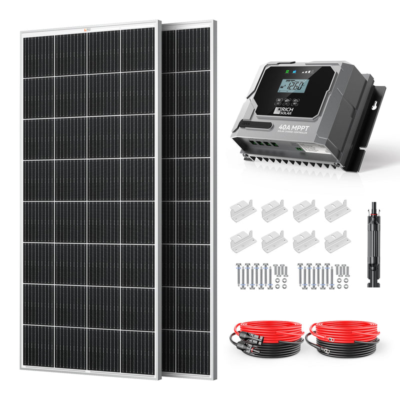 Rich Solar 400W 12V Solar Kit with 2×200W Panels and 40A MPPT Controller - RS-K4004