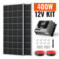 Rich Solar 400W 12V Solar Kit with 2×200W Panels and 40A MPPT Controller - RS-K4004