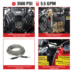 Simpson Super Brute 3500 PSI Hot Water Pressure Washer - Vanguard V-Twin Engine SB3555331E