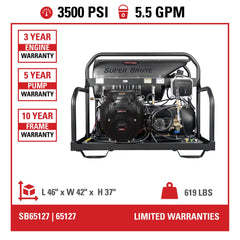 Simpson Super Brute 3500 PSI Gas Hot Water Pressure Washer - CRX680 Engine SB3555131E