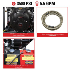 Simpson Super Brute 3500 PSI Gas Hot Water Pressure Washer - CRX680 Engine SB3555131E