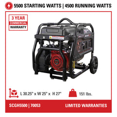 Simpson 5500W Gas Generator SCGH5500 with Honda GX270 Engine – Industrial Portable Power - 70053
