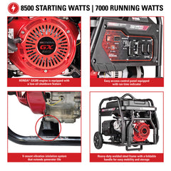 Simpson 8500W Industrial Generator – Honda GX390 Engine, Gas Powered, Electric Start- 70054