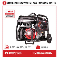 Simpson 8500W Industrial Generator SCGH8500E, Honda GX390, Key Start, Gas Powered - 70055