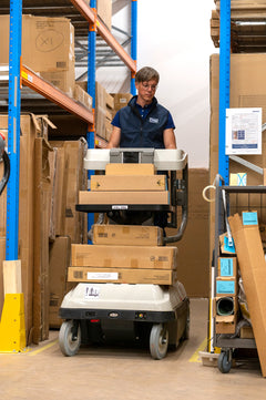 Bravi Platforms Sprint Order Picker, Driveable, 1 Man, 11-Ft. Platform Height, 45 Ah x4 Batteries - GPE211006