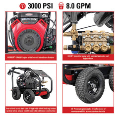 Simpson SuperPro Roll-Cage 3000 PSI Gas Pressure Washer - Honda GX690 Engine SRC3080243E