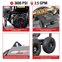 Simpson SuperPro Roll-Cage 3600 PSI Gas Pressure Washer - Honda GX200 Engine SRC3625212