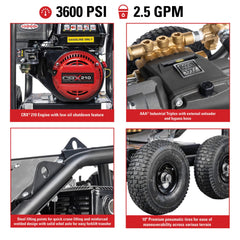 Simpson SuperPro Roll-Cage 3600 PSI Gas Pressure Washer - CRX210 Engine SRC3625112