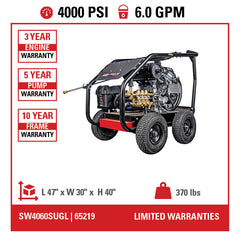 Simpson SuperPro Roll-Cage 4000 PSI Gas Pressure Washer - CRX680 Engine SRC4060143E