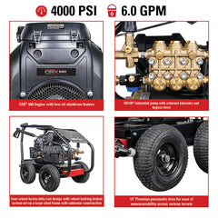 Simpson SuperPro Roll-Cage 4000 PSI Gas Pressure Washer - CRX680 Engine SRC4060143E