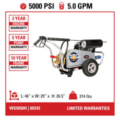 Simpson Water Shotgun 5000 PSI Gas Pressure Washer - Honda GX690 Engine WS5050231E